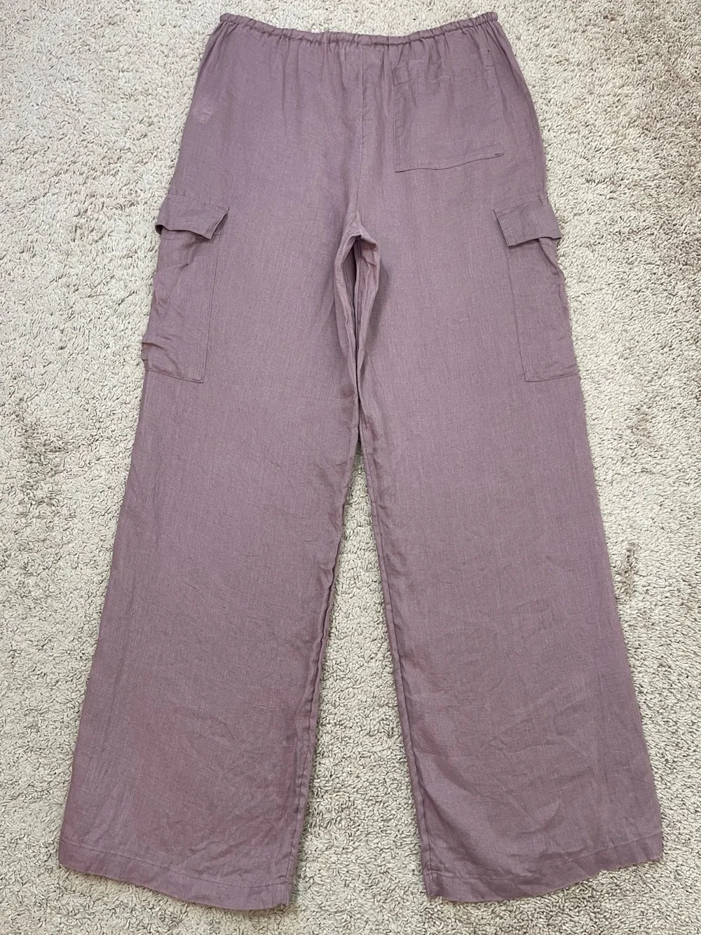 L*Space Sundown Dusty Pink Linen Cargo Wide Leg Boho Coastal Pants Size Medium